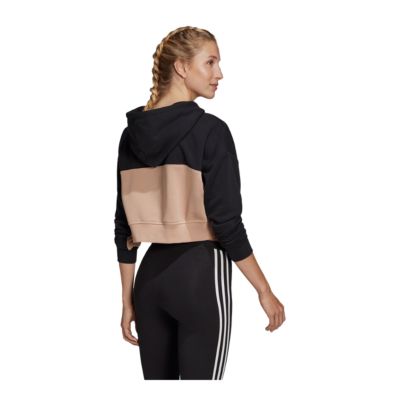 adidas originals colour block tape crop hoodie