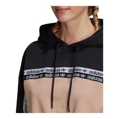 adidas originals colour block tape crop hoodie