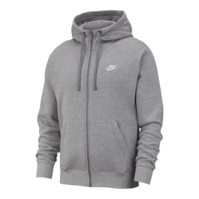 nike club zip up hoodie in grey