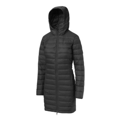 long down jacket with hood