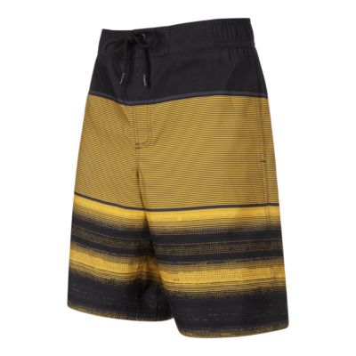 gold hibiscus print swim shorts