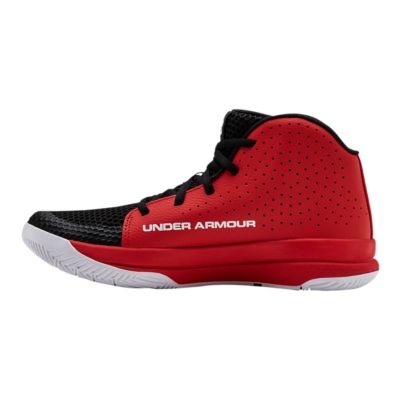 red and black under armour basketball shoes