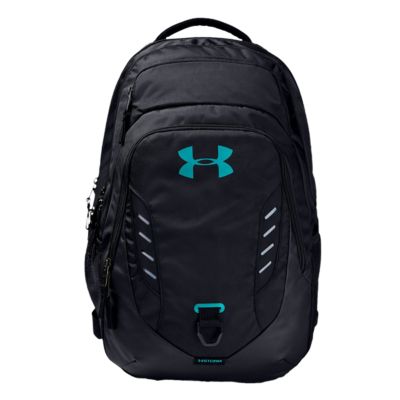 teal and black under armour backpack