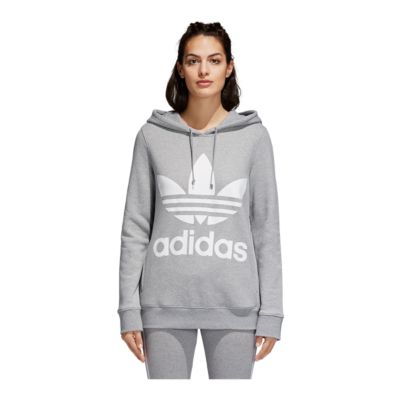 adidas trefoil hoodie grey