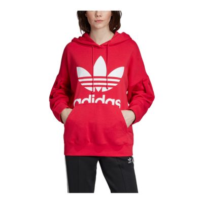 pink adidas trefoil hoodie women's