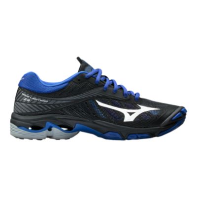black and royal blue mizuno volleyball shoes