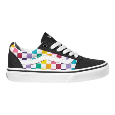 girls rainbow checkerboard vans