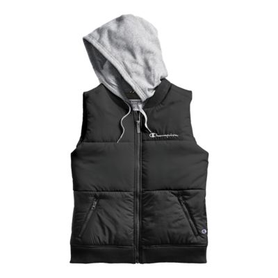 white puffer vest with hood