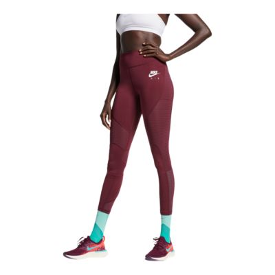 nike air burgundy leggings