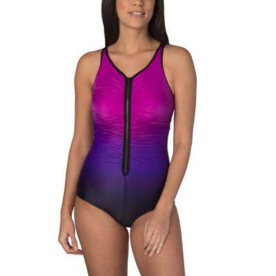 speedo zip up swimsuit