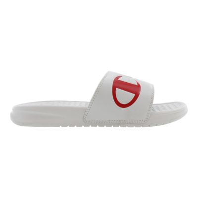 men's champion super slide split script slide sandals