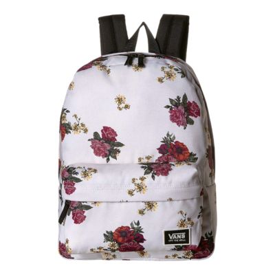 vans black and white flower backpack