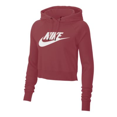 nike red crop hoodie