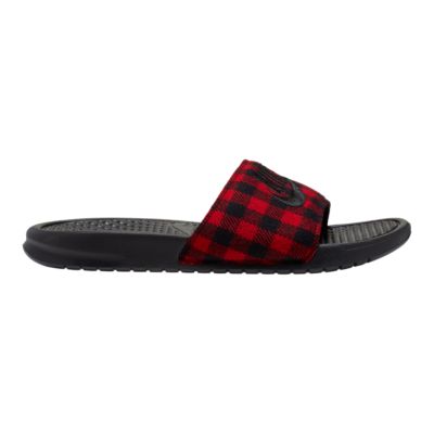 plaid nike slides