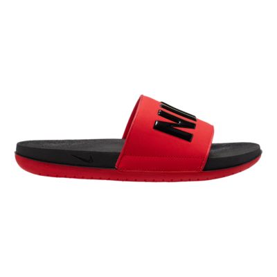 nike red and black slippers