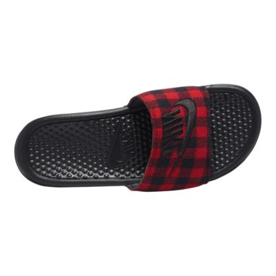 plaid nike slides