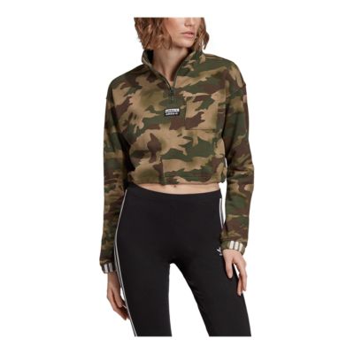 camo half zip pullover women's