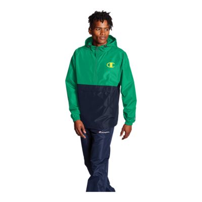 champion windbreaker mens green