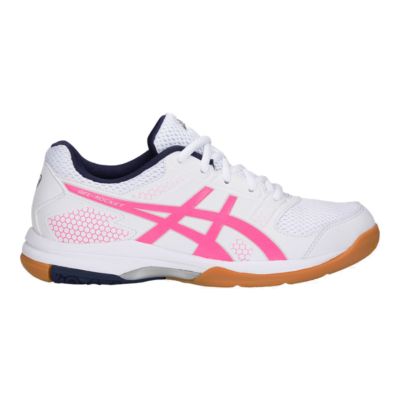 white and pink asics