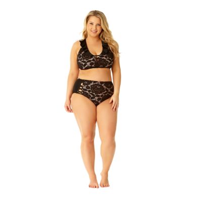 black high waisted bikini bottoms plus size