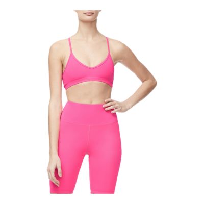 neon pink sports bra