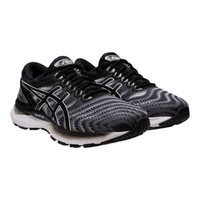 black and white asics running shoes