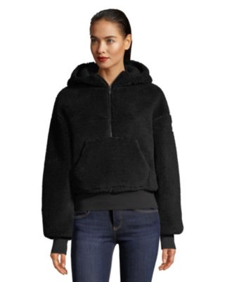 black sherpa hoodie womens