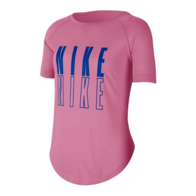 blue pink and purple nike shirt
