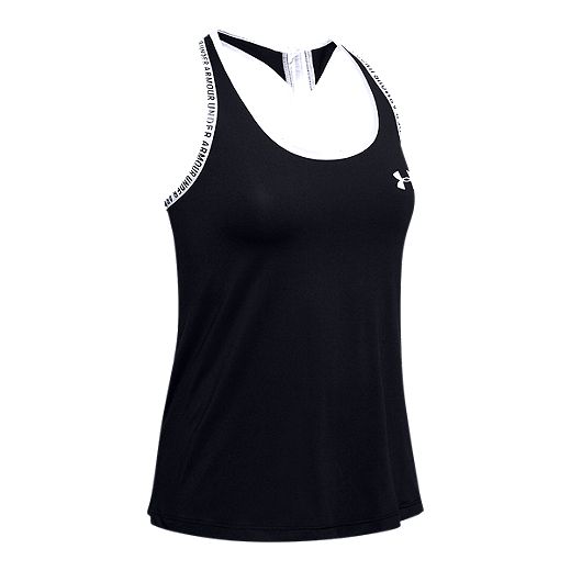 001 Under Armour Girls Knockout Tank Youth Large Black /White 