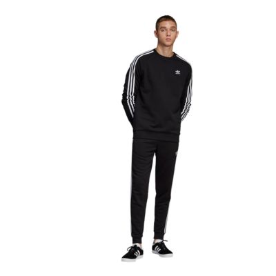 adidas black 3 stripe sweatshirt