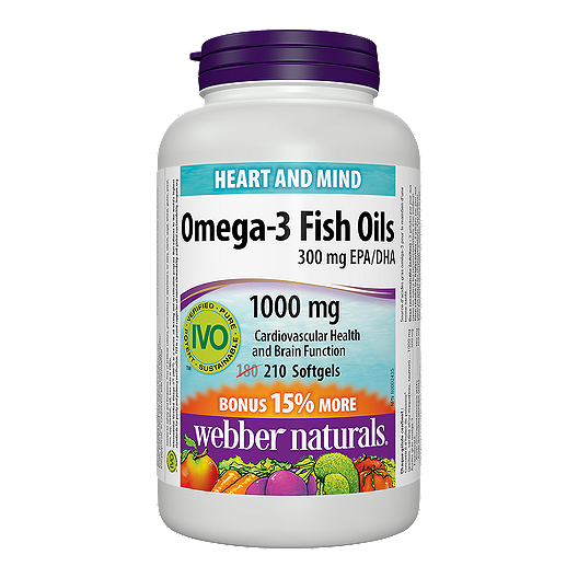 Webber Naturals Omega 3 Fish Oils 300 Mg Epa Dha 1000 Mg Bonus 180