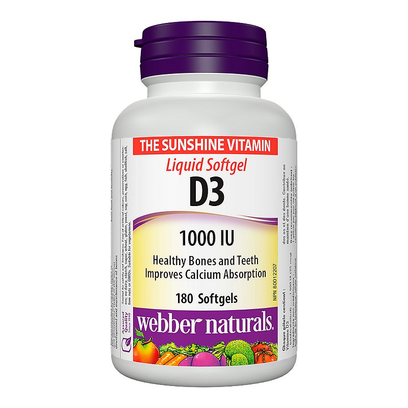 Image of Webber Naturals Vitamin D3 1000 Iu 180 Softgels