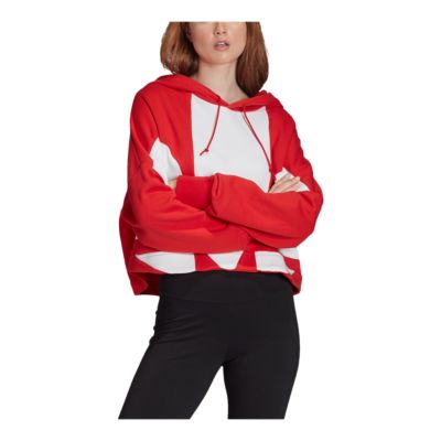 red adidas trefoil hoodie women's