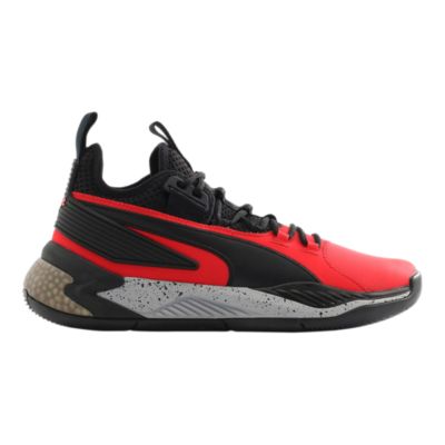 puma red and black shoes