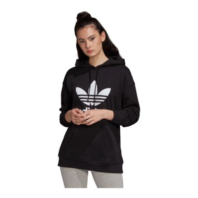 black adidas trefoil hoodie women's