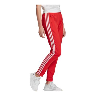 adidas red track pants womens