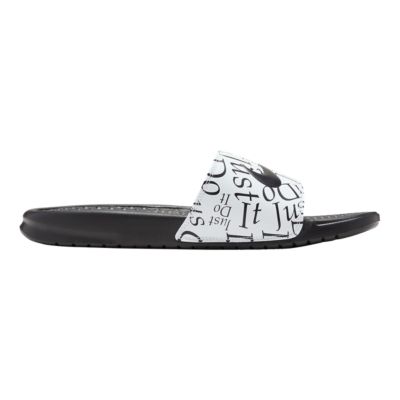 grey and white nike sandals