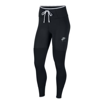 nike running aeroshield leggings in black and reflective silver print