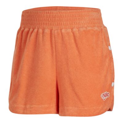 nike terry towelling shorts in orange