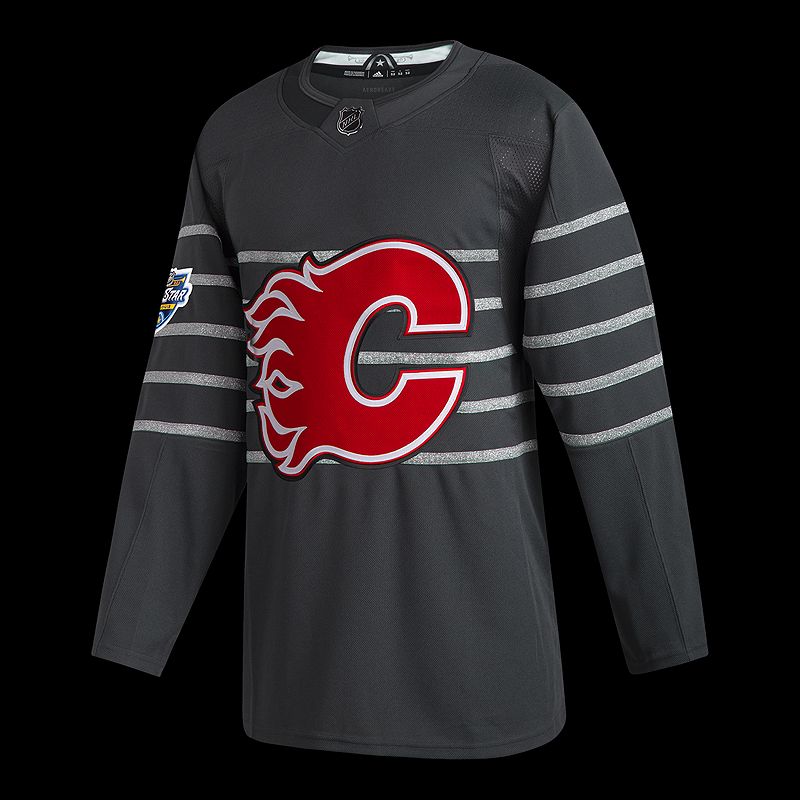 هديه سياره Men's 2020 NHL All-Star Game Calgary Flames Custom Authentic adidas Gray Jersey لعبة مصاقيل
