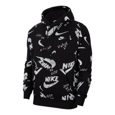 nike sportswear men's swoosh printed pullover hoodie