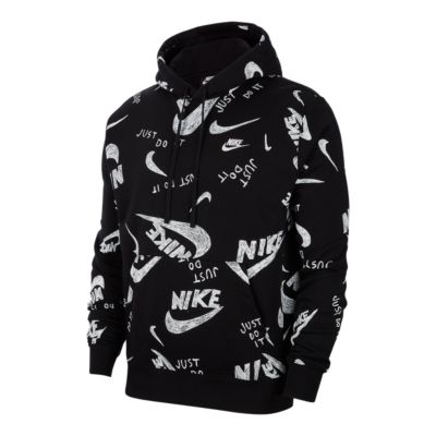 nike men's sportswear club allover print pullover hoodie