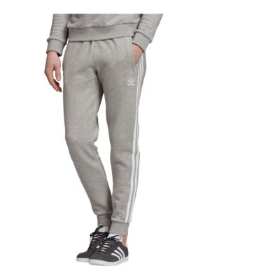 grey adidas 3 stripe joggers