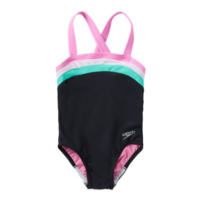 Speedo Toddler Girls 4 6 Color Blocked One Piece Swimsuit Sport Chek