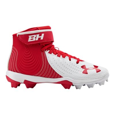 kids red baseball cleats