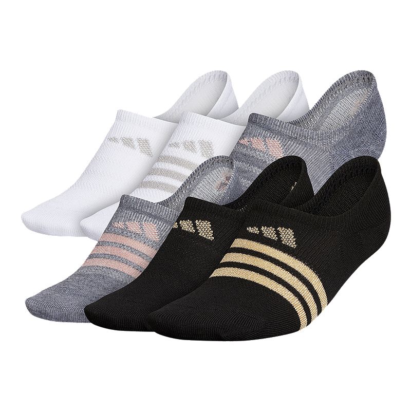 adidas Supelite II Metallic Super No-Show Socks, Moisture-Wicking, 6-Pack |