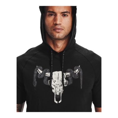 under armour men's project rock charged cotton short sleeve hoodie