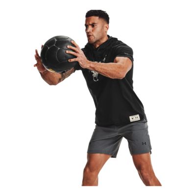 under armour men's project rock charged cotton short sleeve hoodie