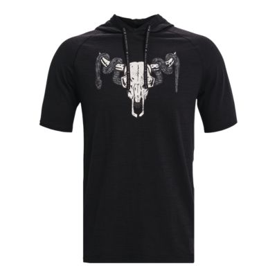under armour men's project rock charged cotton short sleeve hoodie