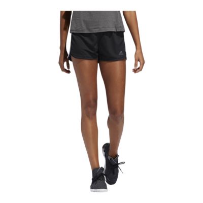 adidas womens 3 stripe shorts black